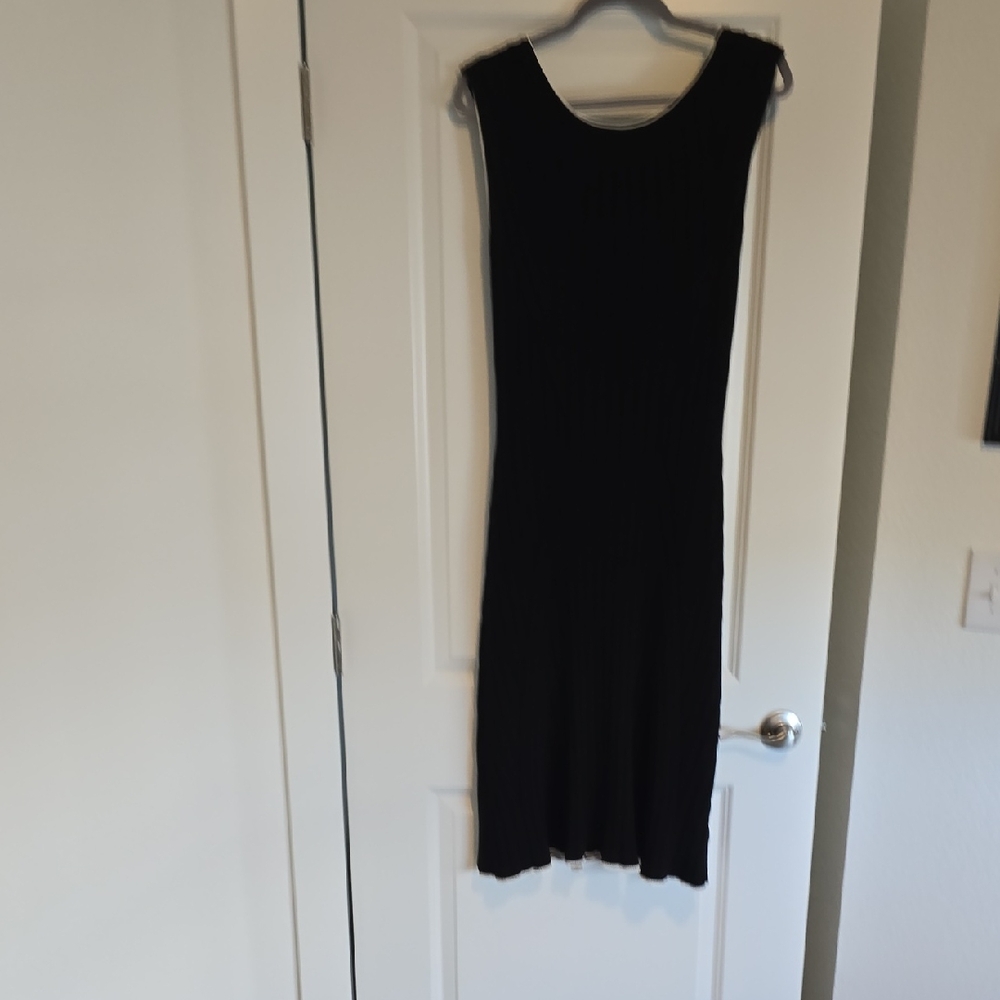 White House Black Market Classic Black Midi Sweater Dress